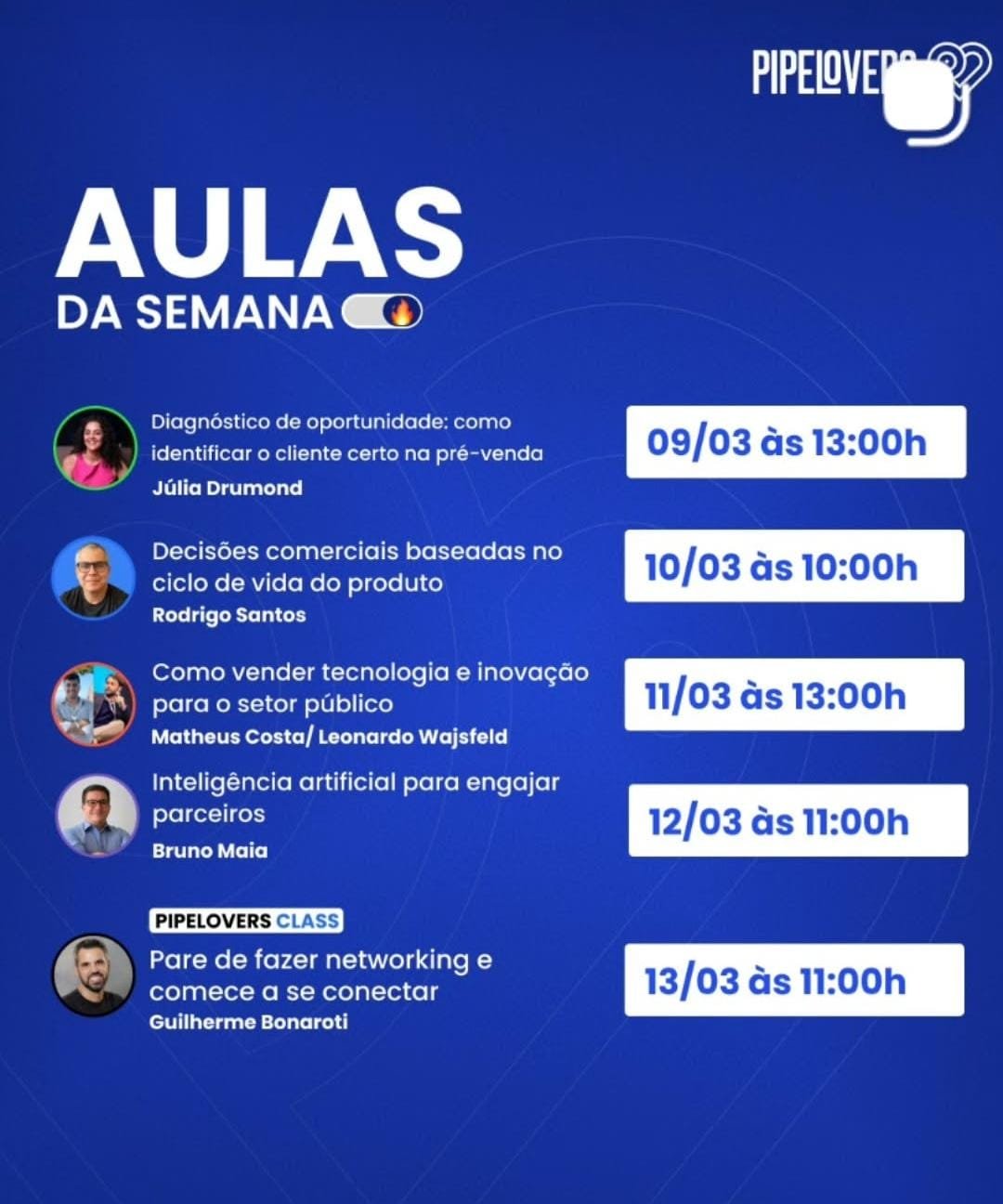 Pipelovers — Aulas da Semana